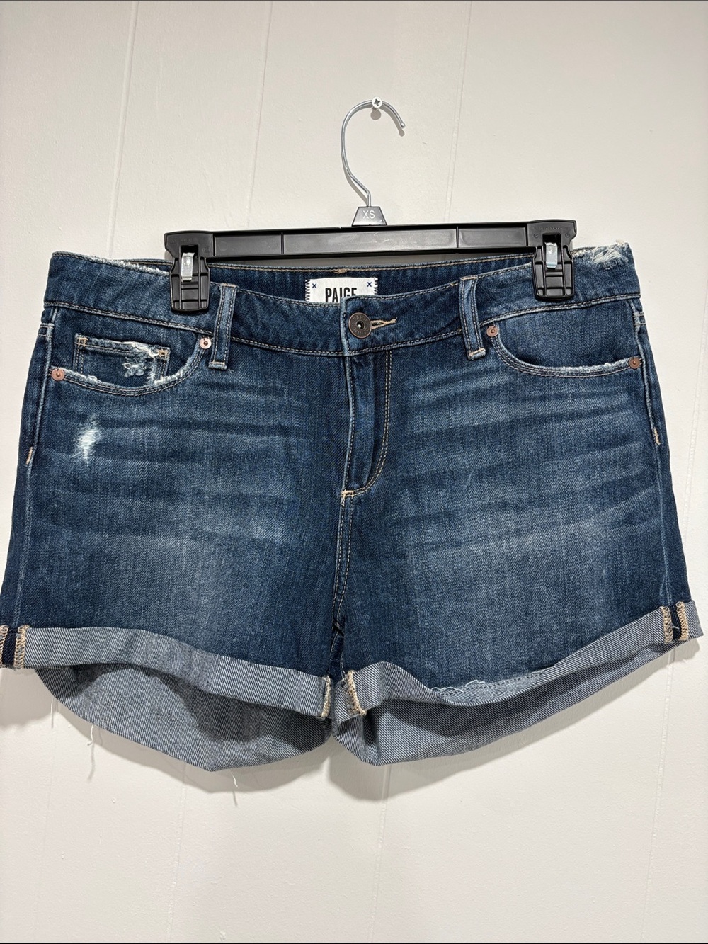PAIGE Indigo Rolled-Cuff Denim Shorts